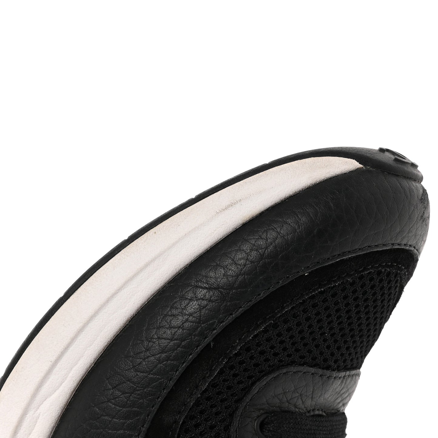 Calfskin Mesh Lycra Suede Womens Logo Sneakers 37 Black