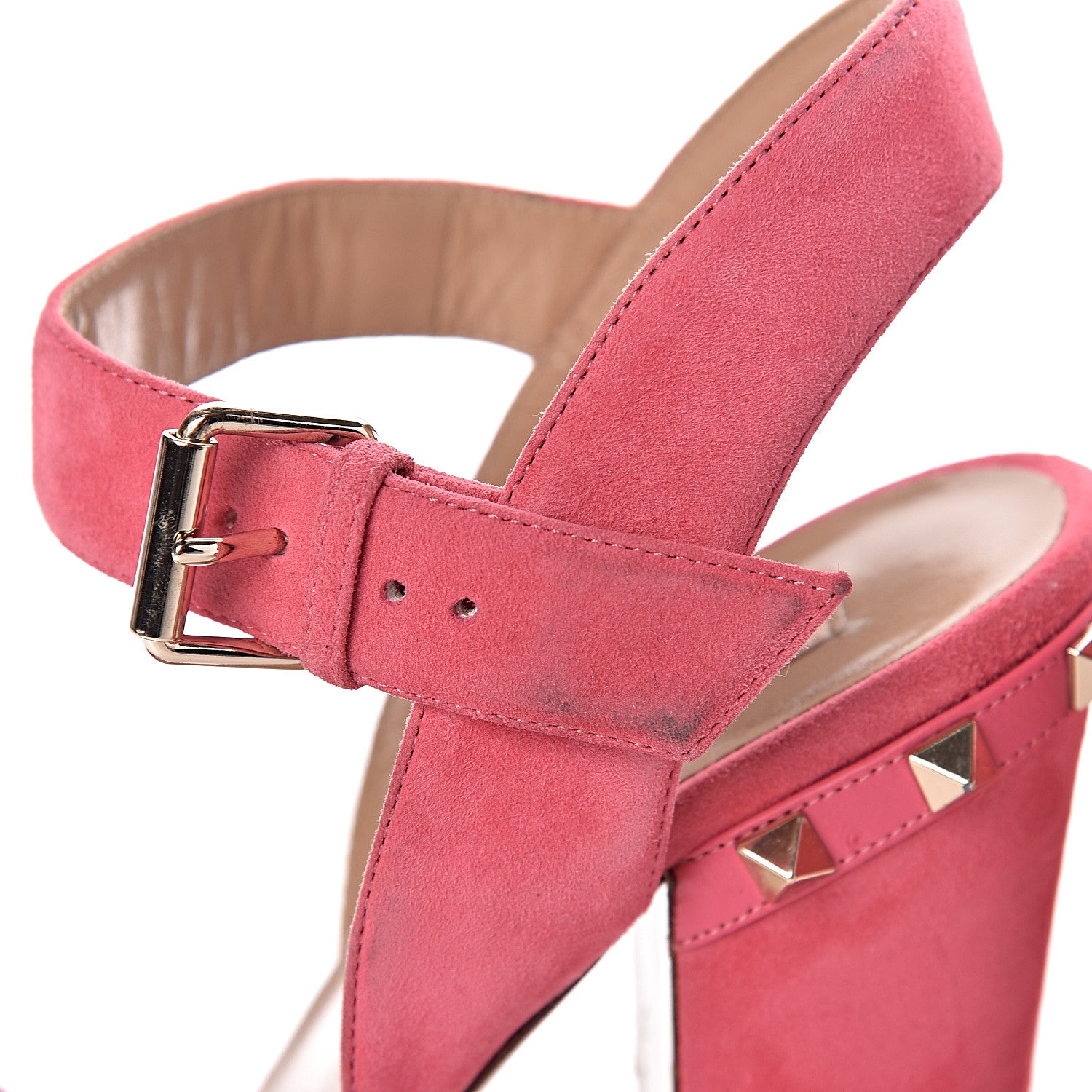 Valentino Garavani Suede Rockstud 75/125mm Platform Sandals 40 Shadow Pink 7 of 9