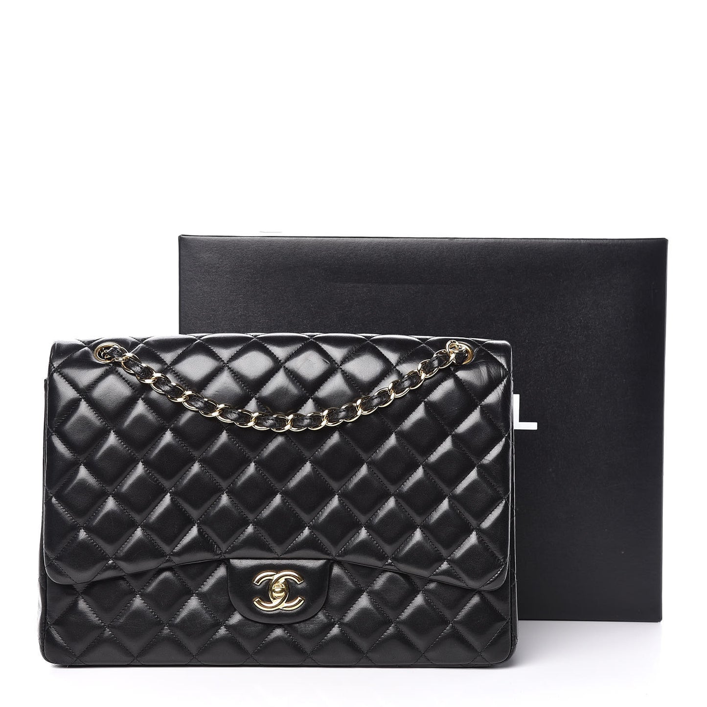 Lambskin Quilted Maxi Single Flap Black