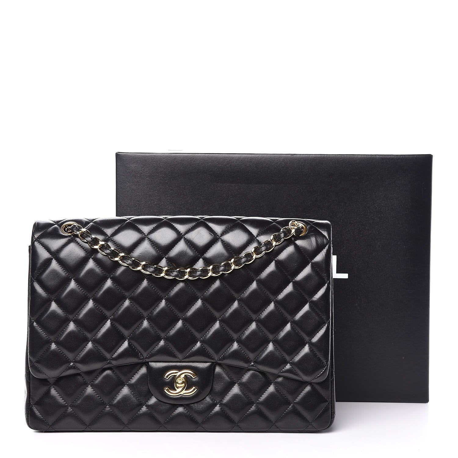 Chanel Lambskin Quilted Maxi Single Flap Black 14 of 14