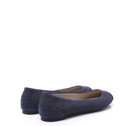 Chanel Denim CC Cap Toe Ballerina Flats 39.5 Blue 4 of 8