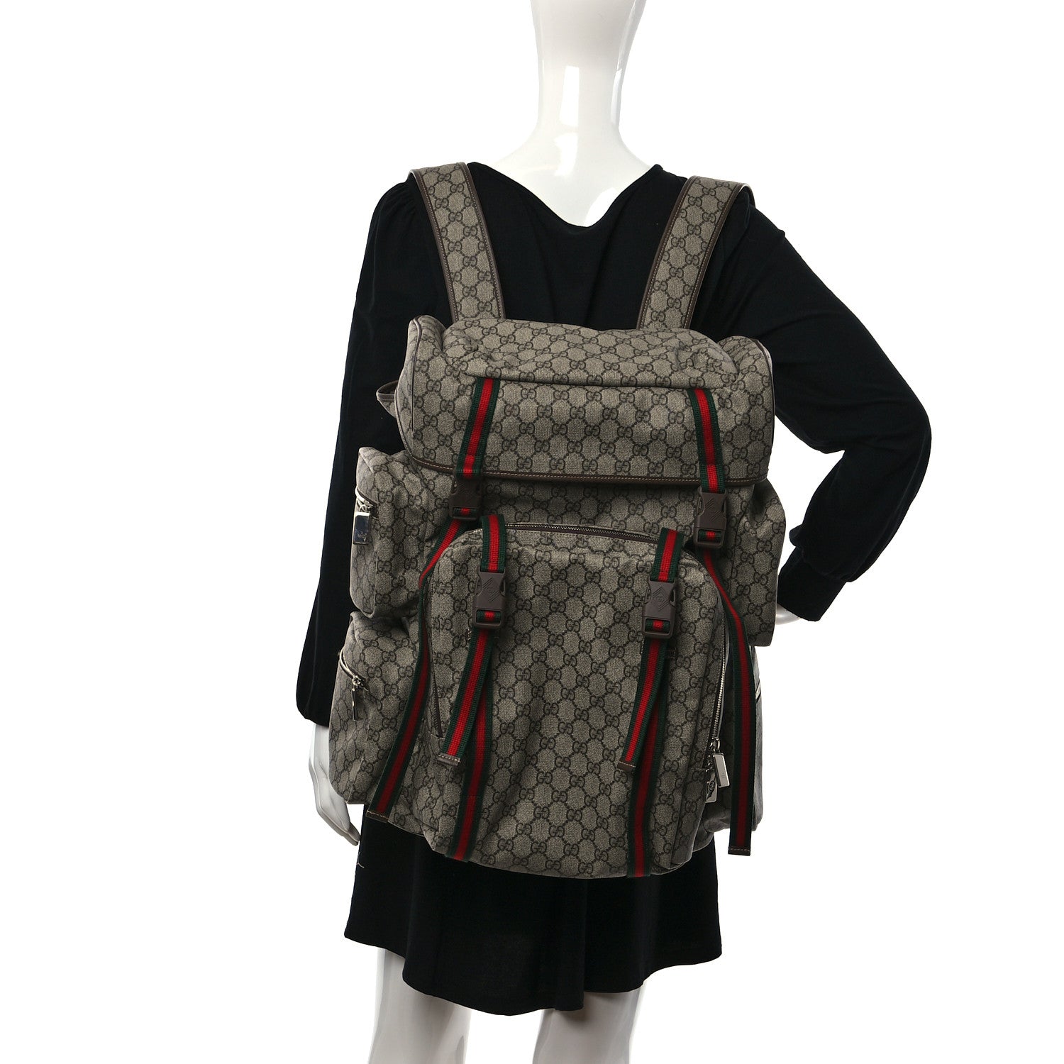 Gucci GG Supreme Monogram Web Backpack Beige Ebony 2 of 11