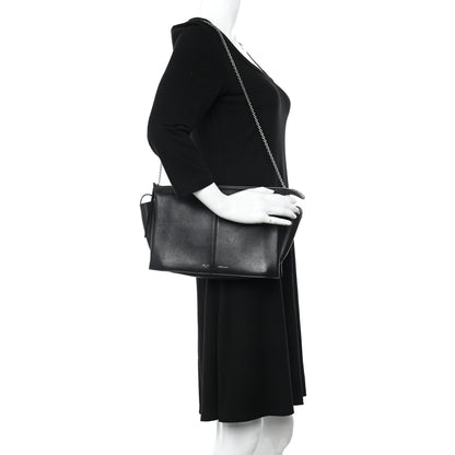 Celine Smooth Calfskin Tri-Fold Clutch on Chain Black 2 of 12