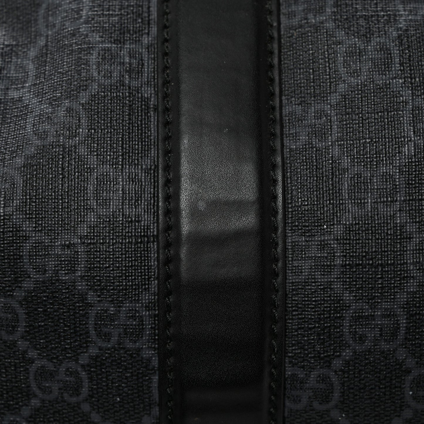 Soft GG Supreme Monogram Appia Calfskin Web Large Carry On Duffle Bag Black Grey