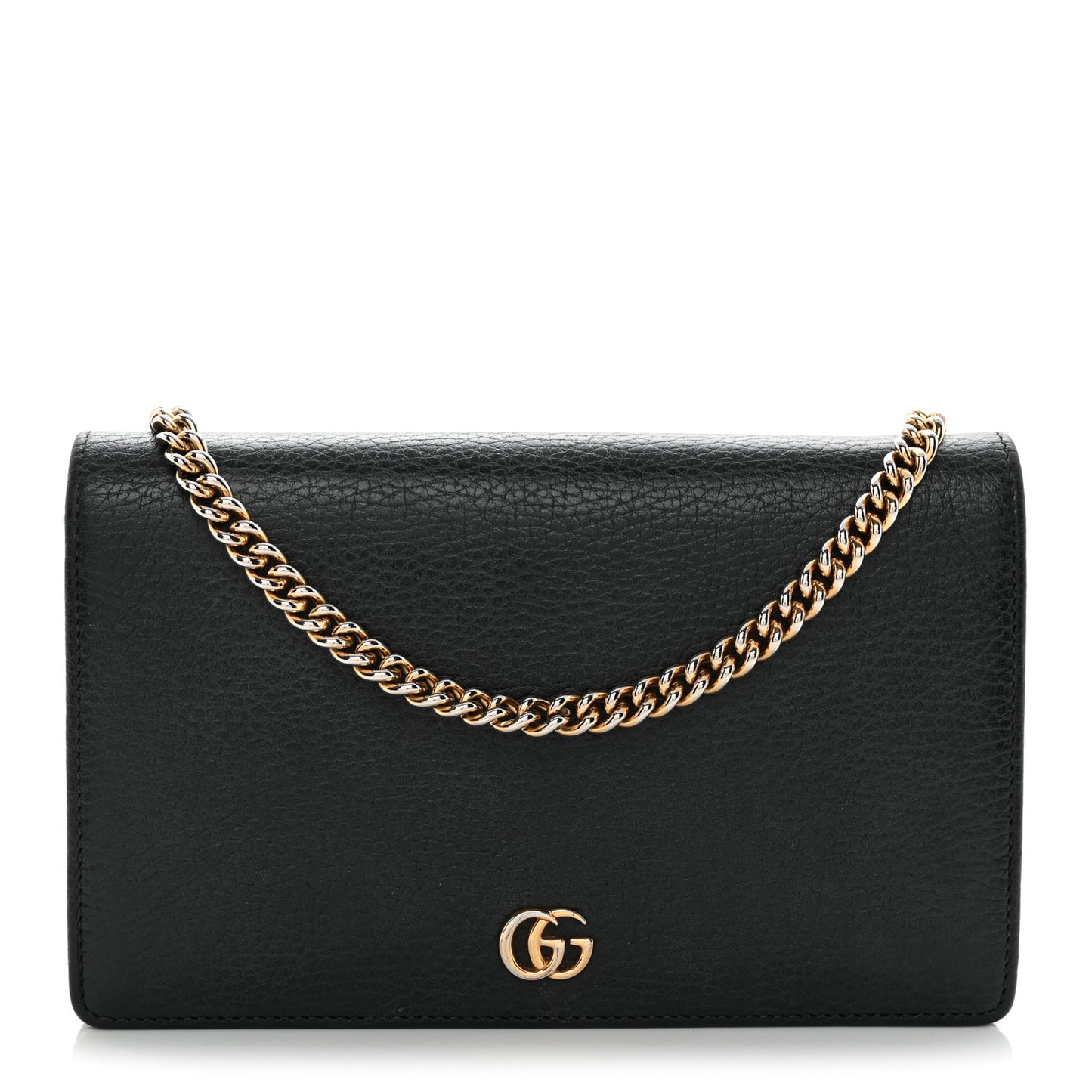 Calfskin Mini GG Marmont Chain Wallet Black