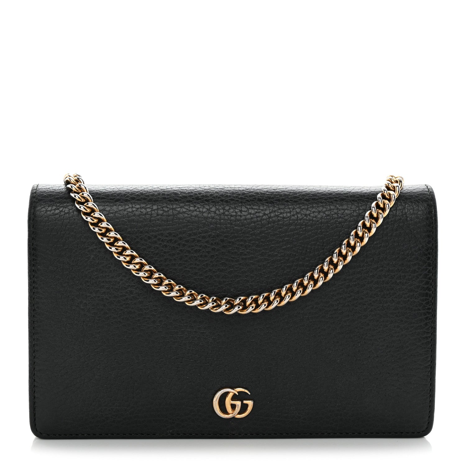 Gucci Calfskin Mini GG Marmont Chain Wallet Black 1 of 13