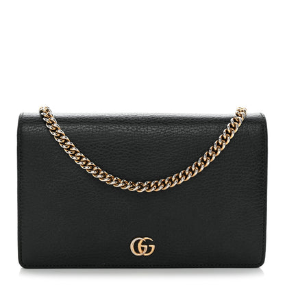 Gucci Calfskin Mini GG Marmont Chain Wallet Black 1 of 13