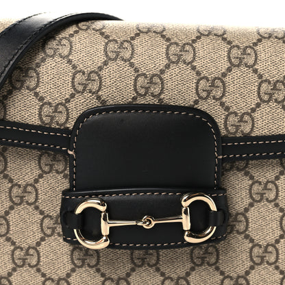Gucci GG Supreme Monogram Horsebit 1955 Soft Small Shoulder Bag Beige Black 7 of 10
