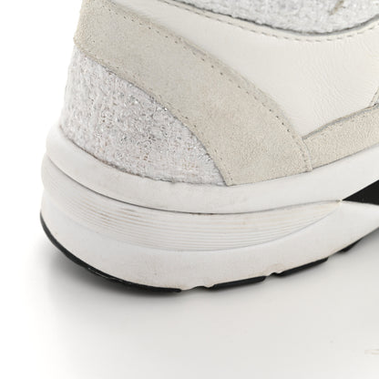 Chanel Painted Iridescent Cotton Tweed Suede Calfskin Womens CC Sneakers 39.5 White Silver Multicolor 11 of 14