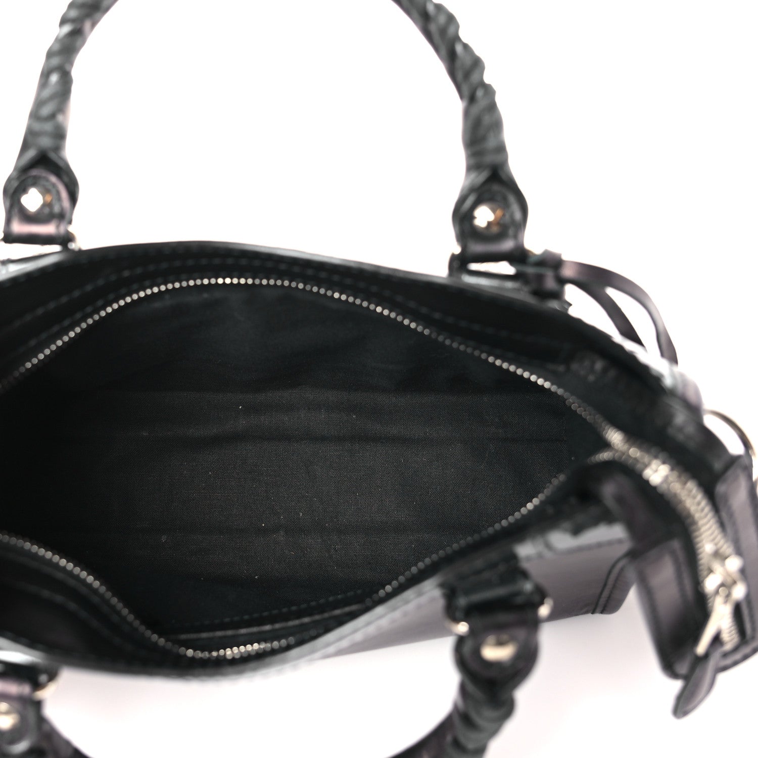 Balenciaga Smooth Calfskin Metallic Patent Giant 12 Silver Hardware Mini City Black Gris 5 of 9