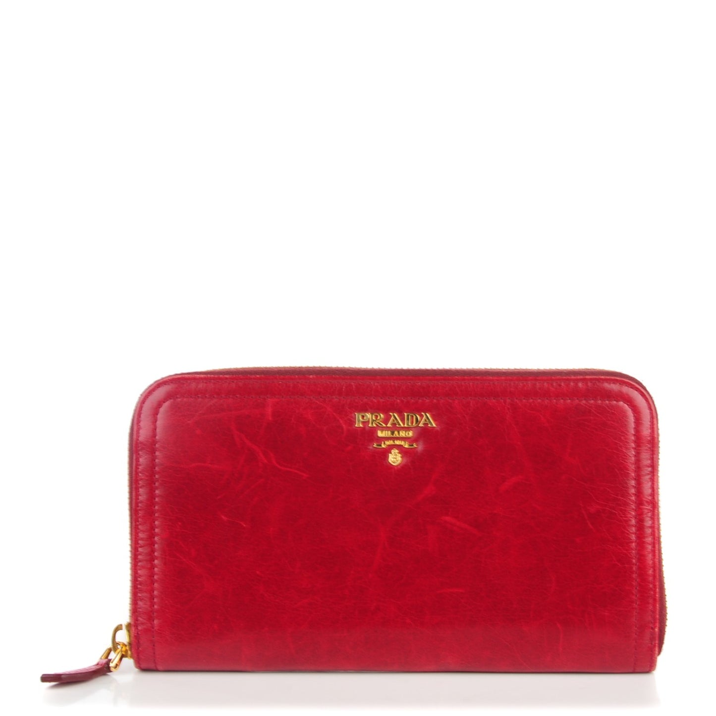 Vitello Shine Zip Around Wallet Rubino