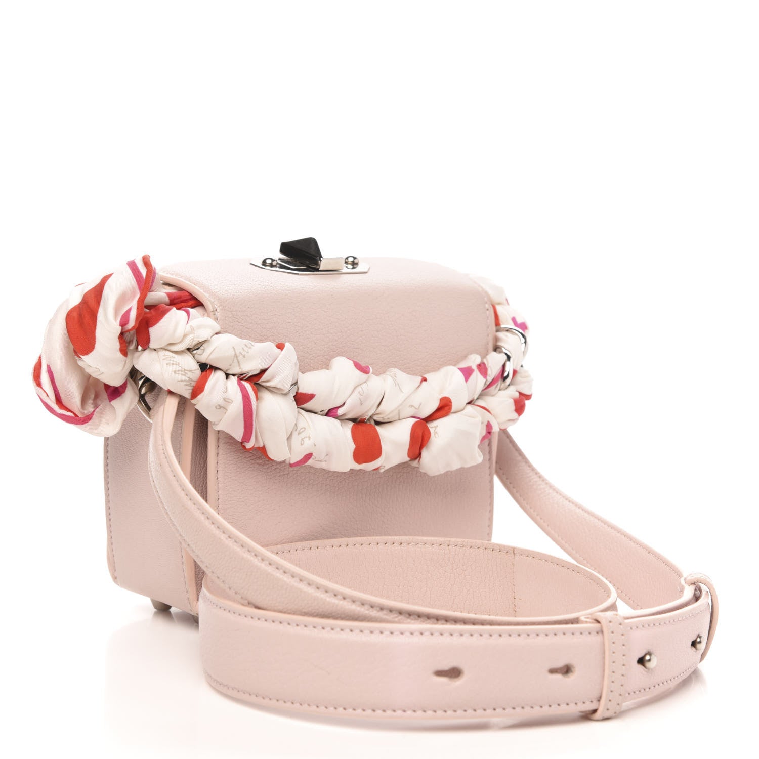 Alexander McQueen Calfskin Silk Scarf Box Shoulder Bag 16 Baby Pink Ivory 3 of 11