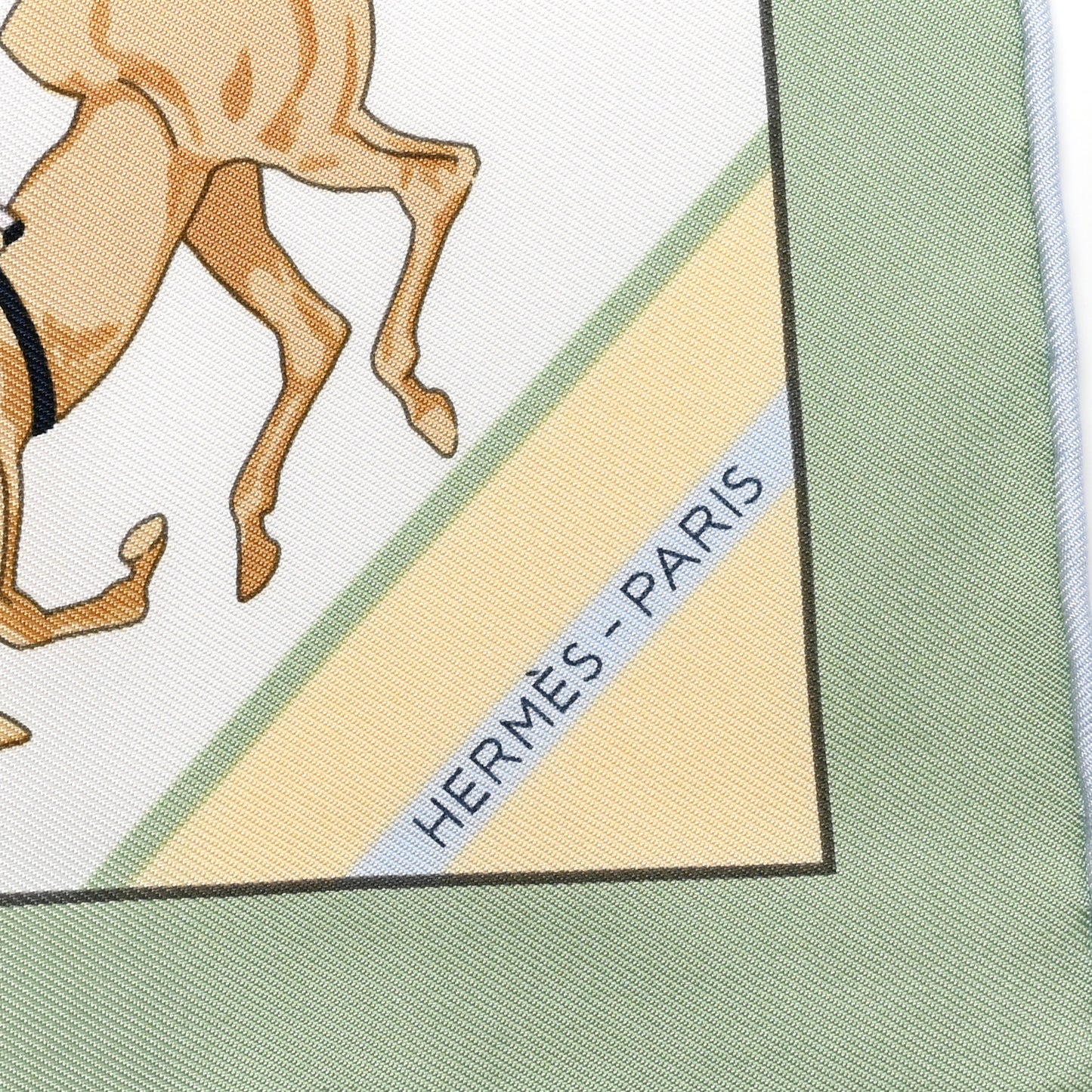 Silk Les Courses Scarf 45 Vert Amande Bleu Ciel