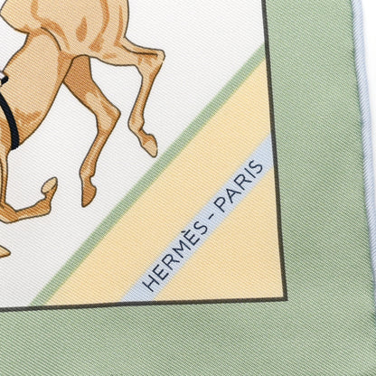 Hermes Silk Les Courses Scarf 45 Vert Amande Bleu Ciel 2 of 4