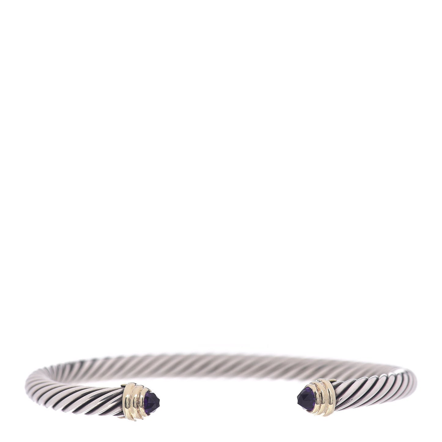 Sterling Silver 14K Yellow Gold Amethyst 5mm Cable Classics Petite Color Bracelet