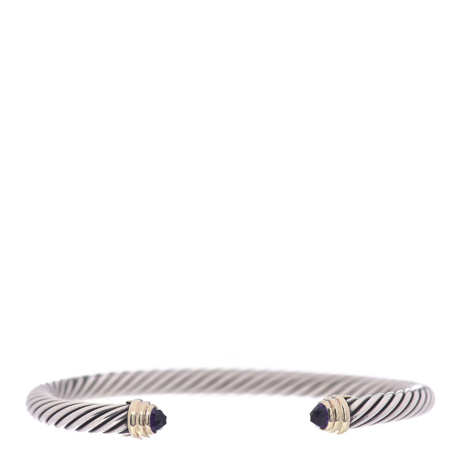 David Yurman Sterling Silver 14K Yellow Gold Amethyst 5mm Cable Classics Petite Color Bracelet 1 of 4