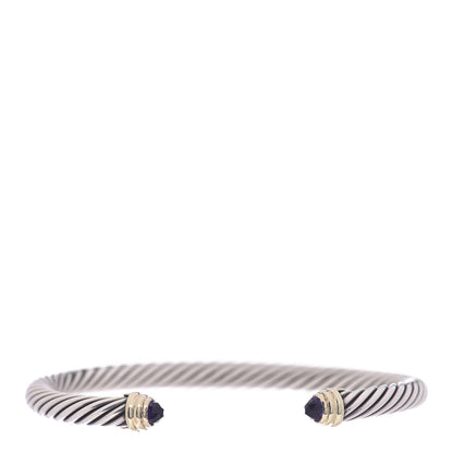 David Yurman Sterling Silver 14K Yellow Gold Amethyst 5mm Cable Classics Petite Color Bracelet 1 of 4