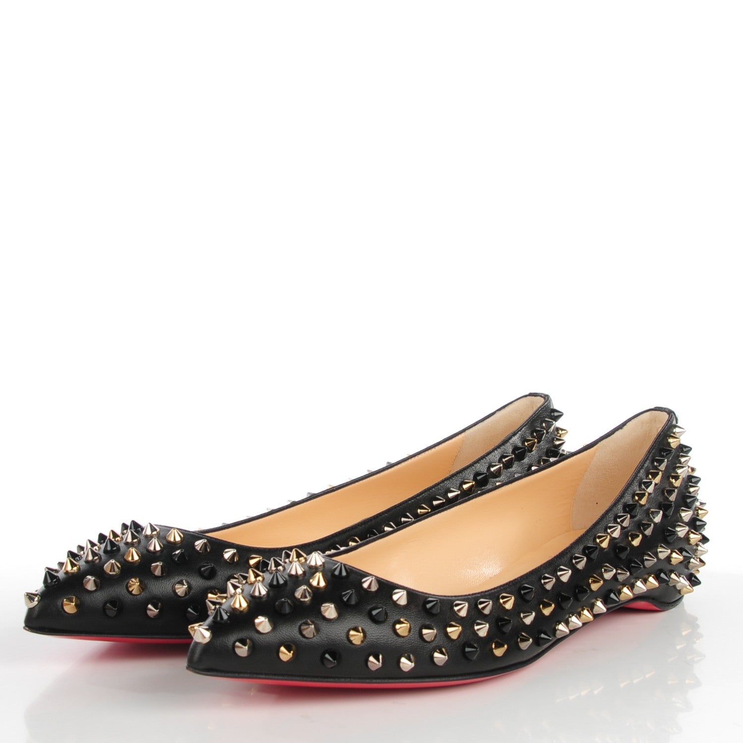Christian Louboutin Nappa Pigalle Spikes Flats 40.5 Black 3 of 7