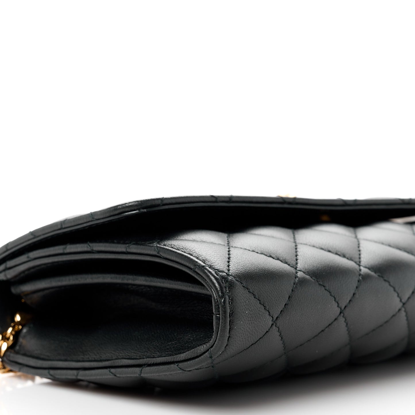 Lambskin Quilted Medusa Wallet On Chain Crossbody Black