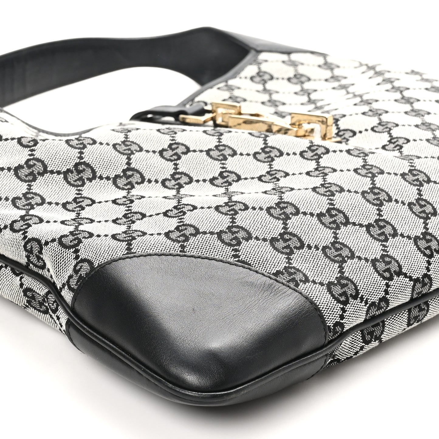 Monogram Lobster Clasp Jackie O Hobo Beige Black