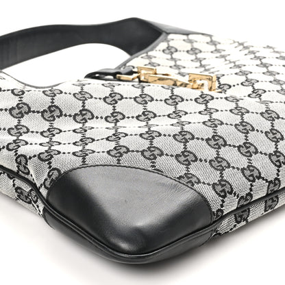 Gucci Monogram Lobster Clasp Jackie O Hobo Beige Black 9 of 10