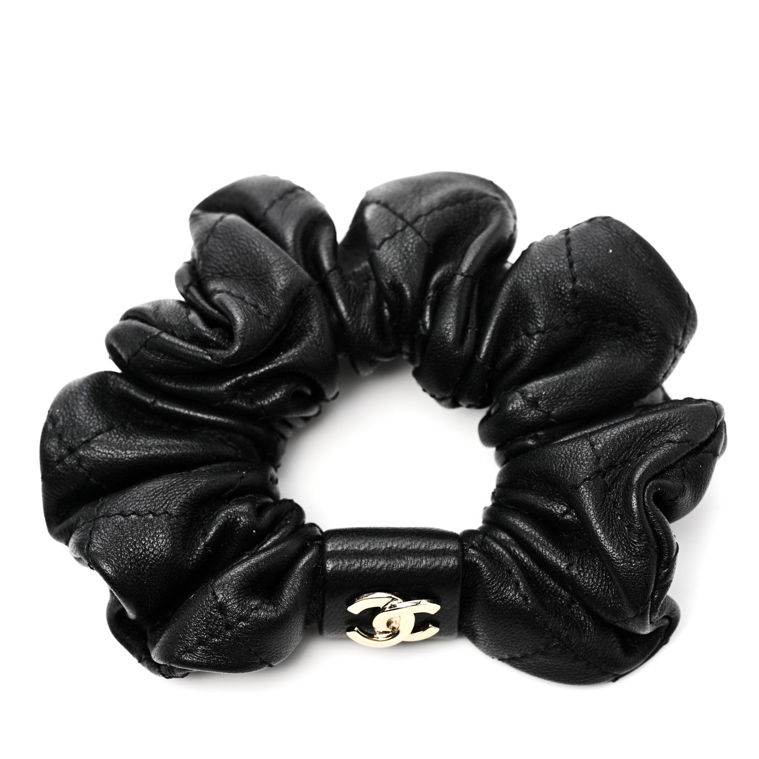 Chanel Lambskin Quilted CC Hair Scrunchie Black 1 of 4