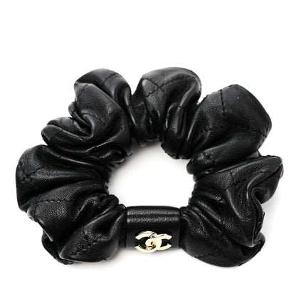 Chanel Lambskin Quilted CC Hair Scrunchie Black 1 of 4