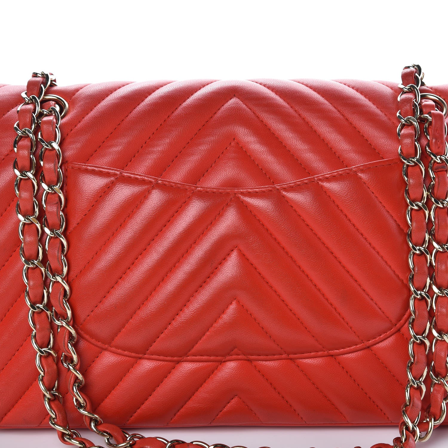 Chanel Lambskin Chevron Quilted Medium Double Flap Dark Red 13 of 13