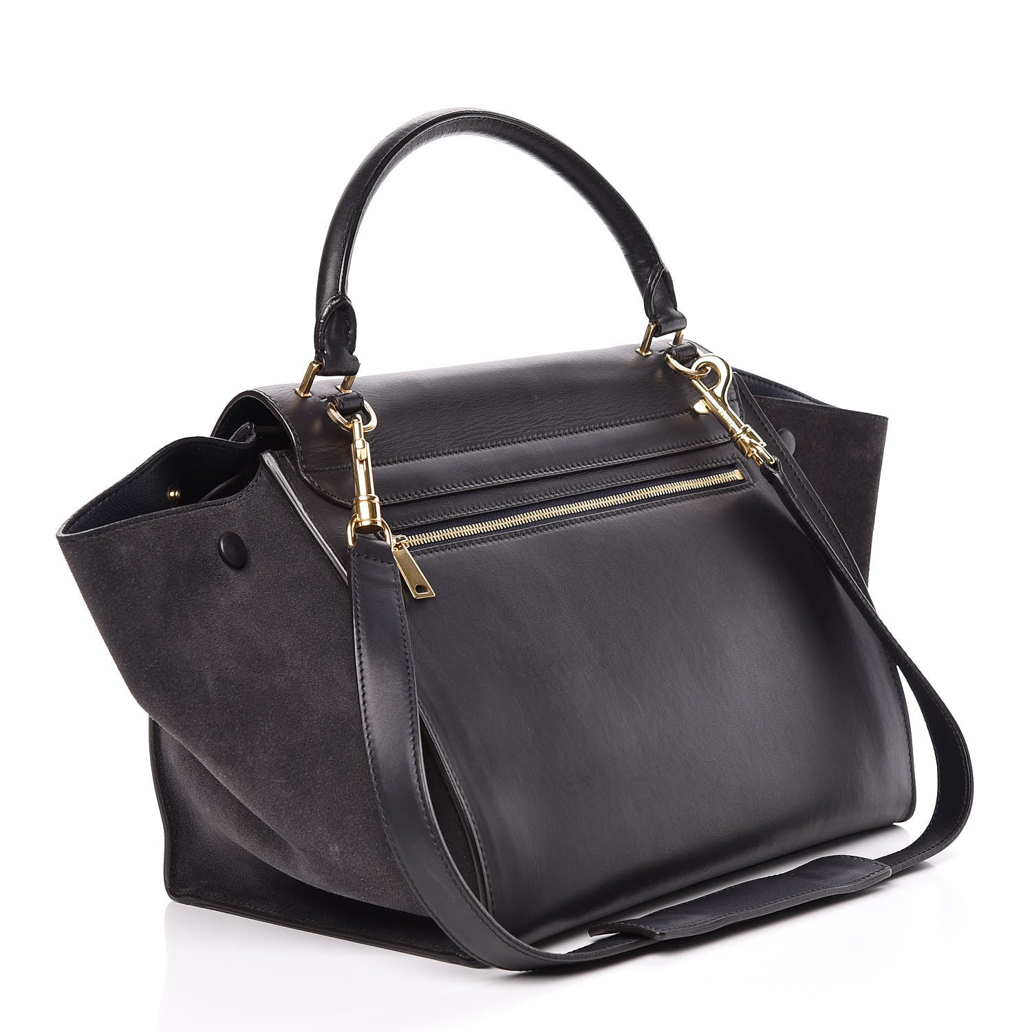 Celine Smooth Calfskin Suede Medium Trapeze Navy 3 of 17