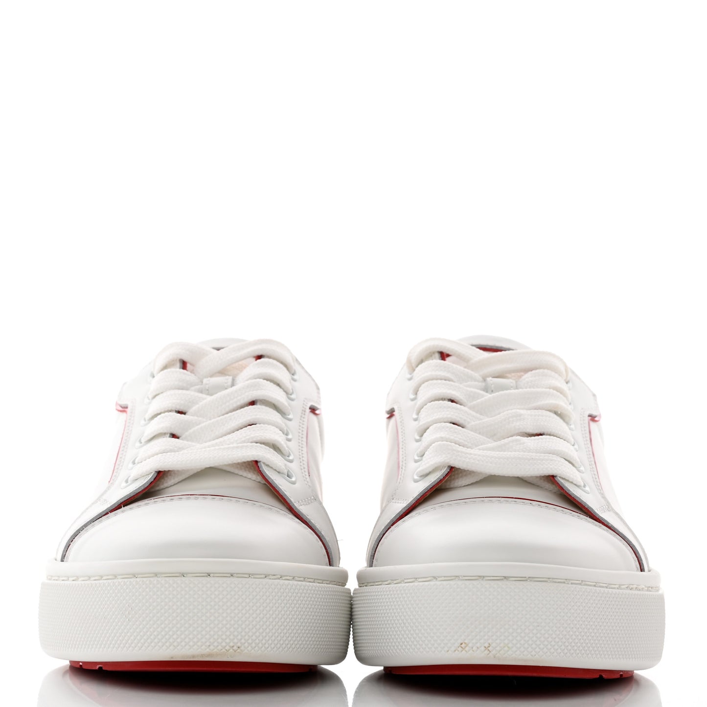 Calfskin Patent Vieirissima Flat Sneakers 38 White Loubi