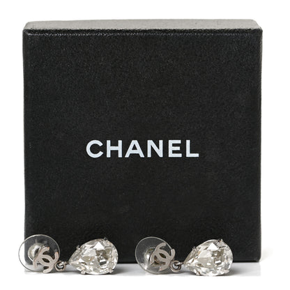 Chanel Crystal CC Tear Drop Earrings Silver 9 of 9