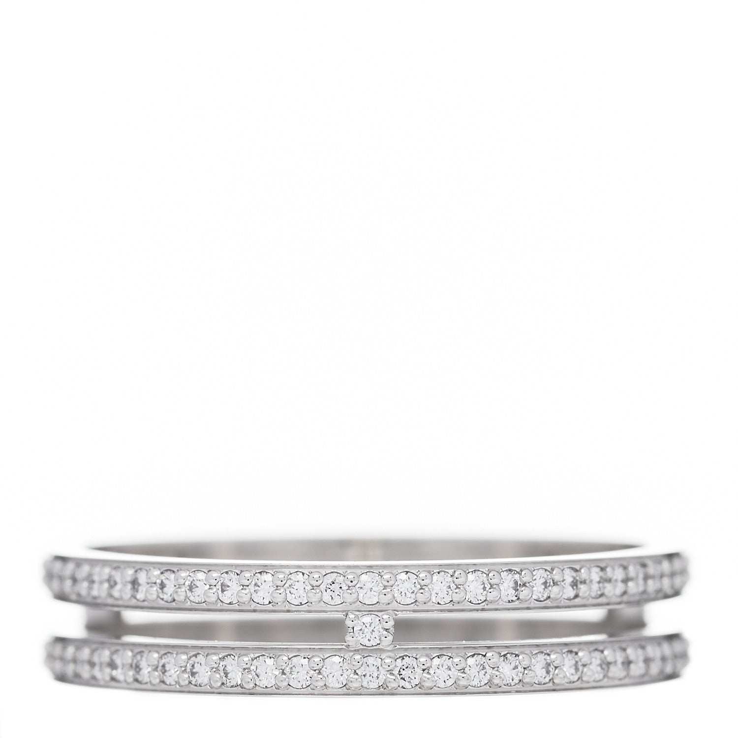 Hermes 18K White Gold Diamond Ariane Wedding Band Ring 50 5.25 3 of 5