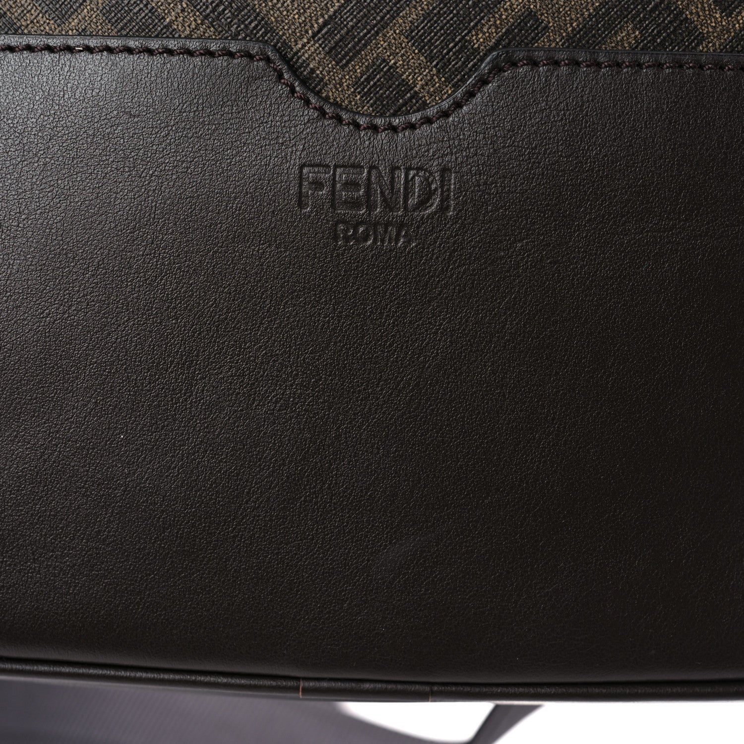 Fendi Shiny Glazed Fabric Vitello Cover FF 1974 Logo Medium Camera Case Tobacco Moro Giallo Ebano 10 of 12