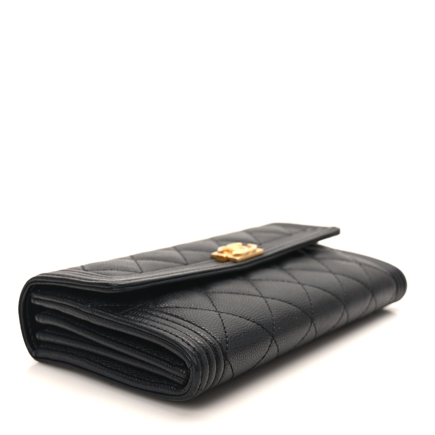 Chanel Caviar Quilted Large Boy Gusset Flap Wallet Black 4 of 9