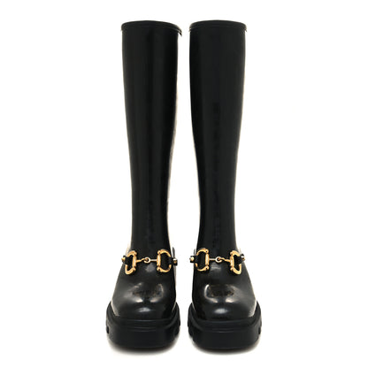 Gucci Rubber Horsebit Knee High Boots 37 Black 2 of 7
