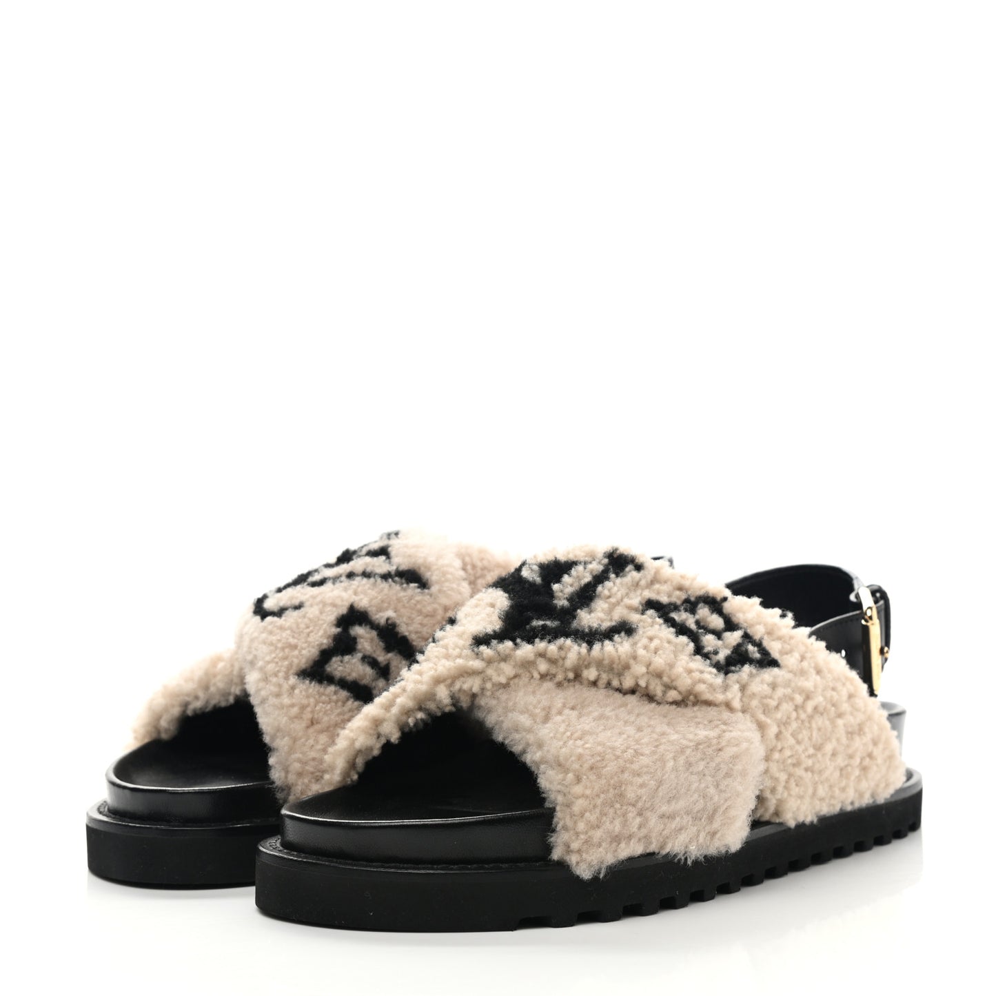 Shearling Paseo Sandals 39 Black