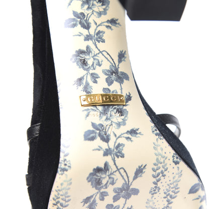 Gucci Velvet Malaga Kid Elias T-Strap Platform High Heel Sandals 37 Black 6 of 9