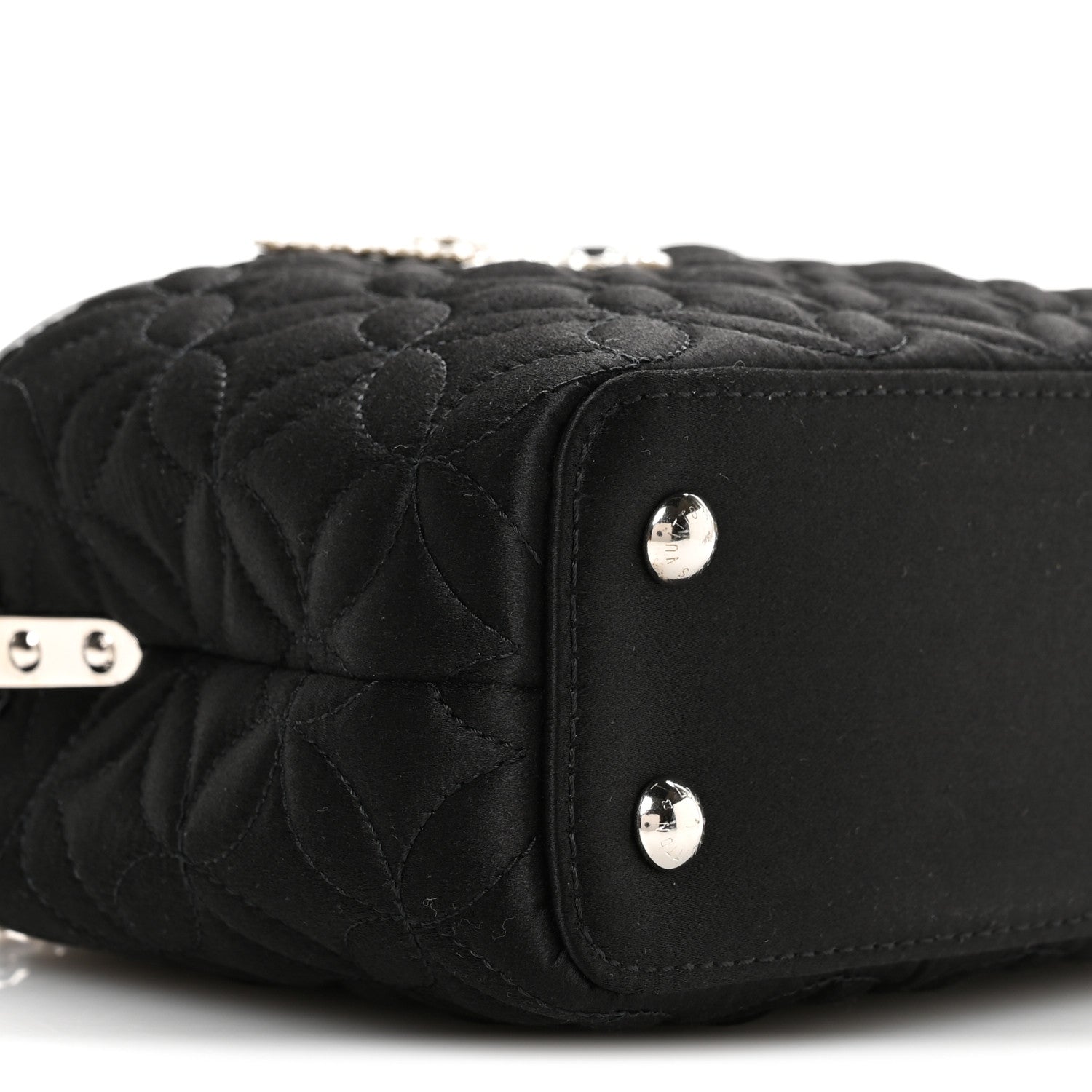 Louis Vuitton Satin Quilted Flower Crystal Mini Capucines Black 8 of 9
