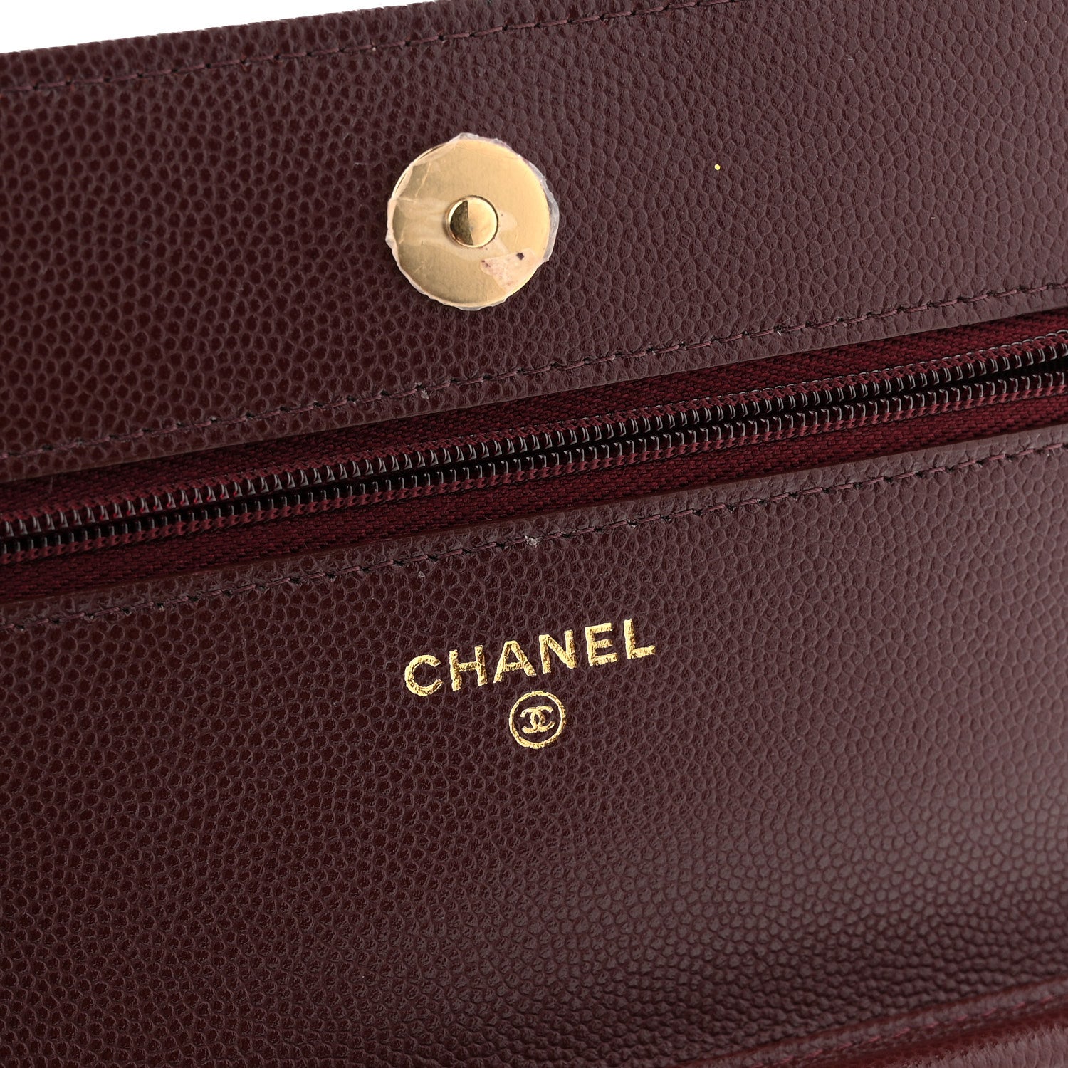 Chanel Shiny Caviar Quilted Strass Wallet On Chain WOC Bordeaux 6 of 10