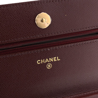 Chanel Shiny Caviar Quilted Strass Wallet On Chain WOC Bordeaux 6 of 10