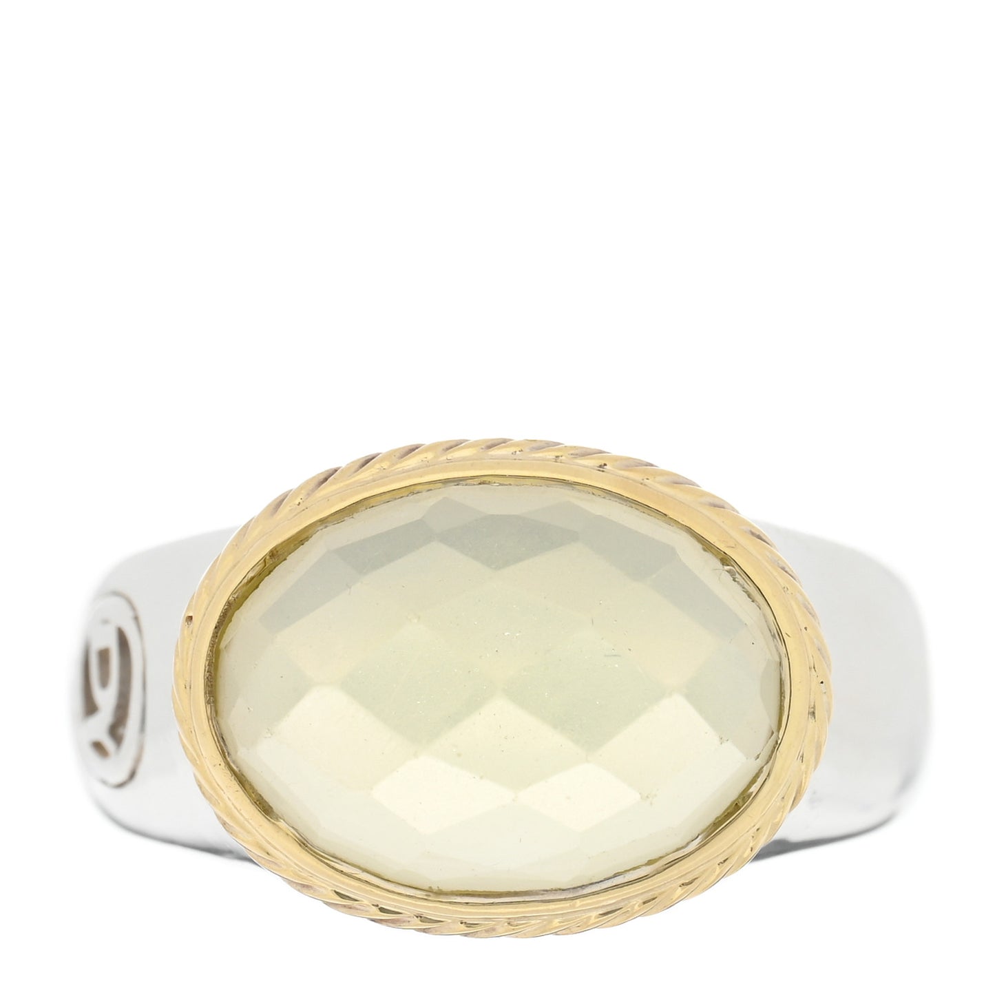Sterling Silver 18K Yellow Gold Citrine Domed Ring 54 6.75