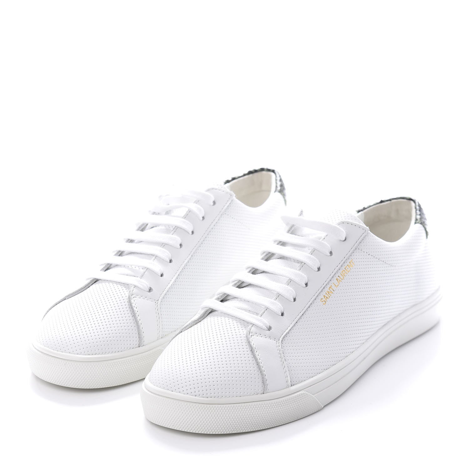 Saint Laurent Perforated Calfskin Andy Low Top Sneakers 39 White 3 of 8