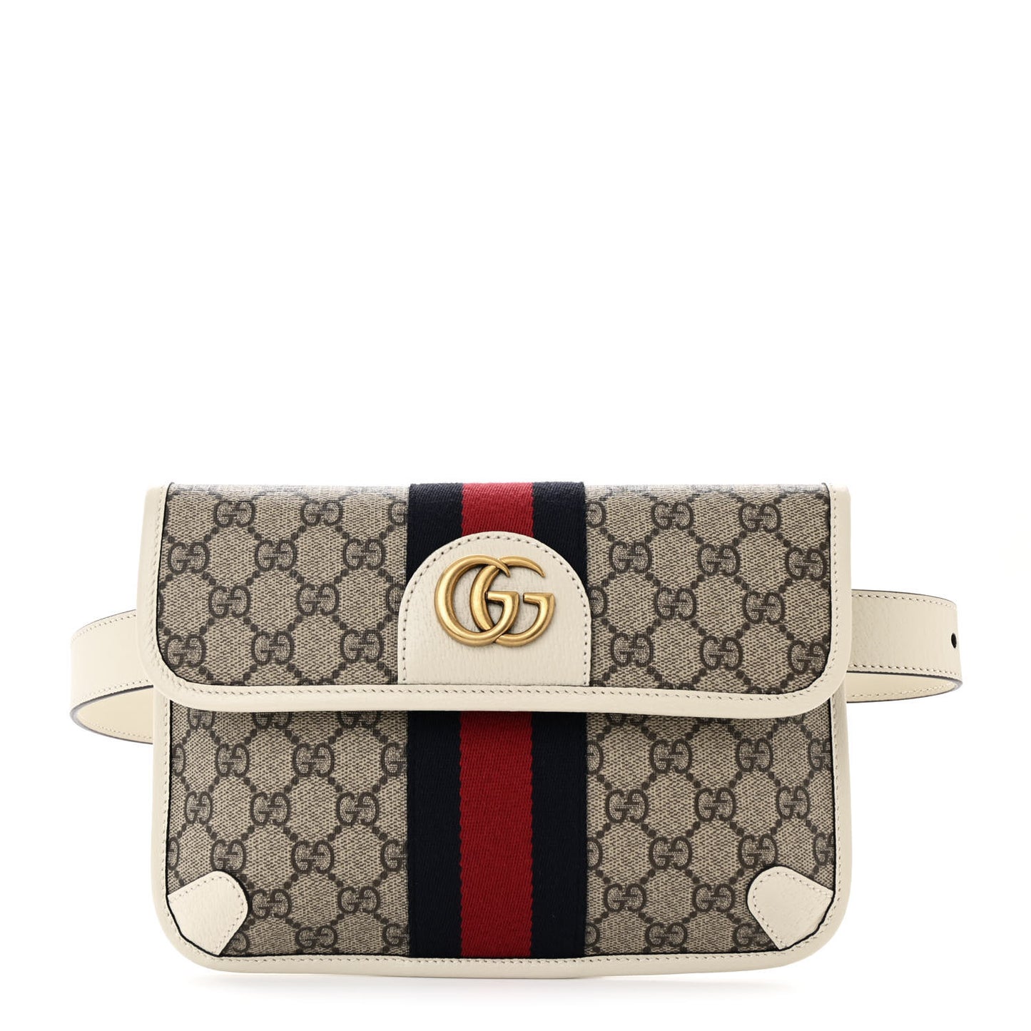 GG Supreme Monogram Web Small Ophidia Belt Bag 80 32 Beige Ebony White