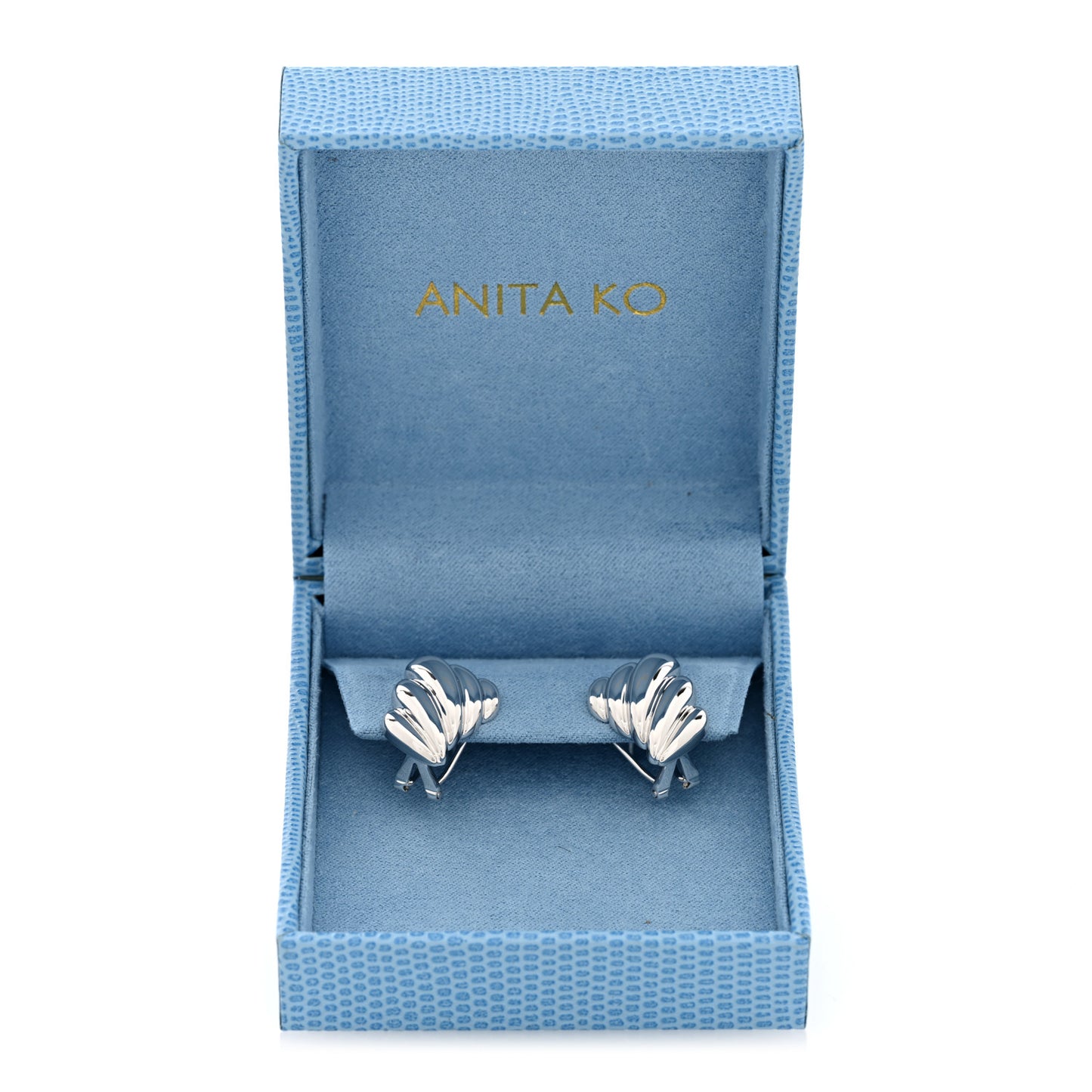 18K White Gold Croissant Earrings