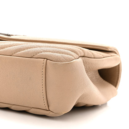 Saint Laurent Sheepskin Matelasse Chevron Monogram Medium College Bag Dark Beige 10 of 13