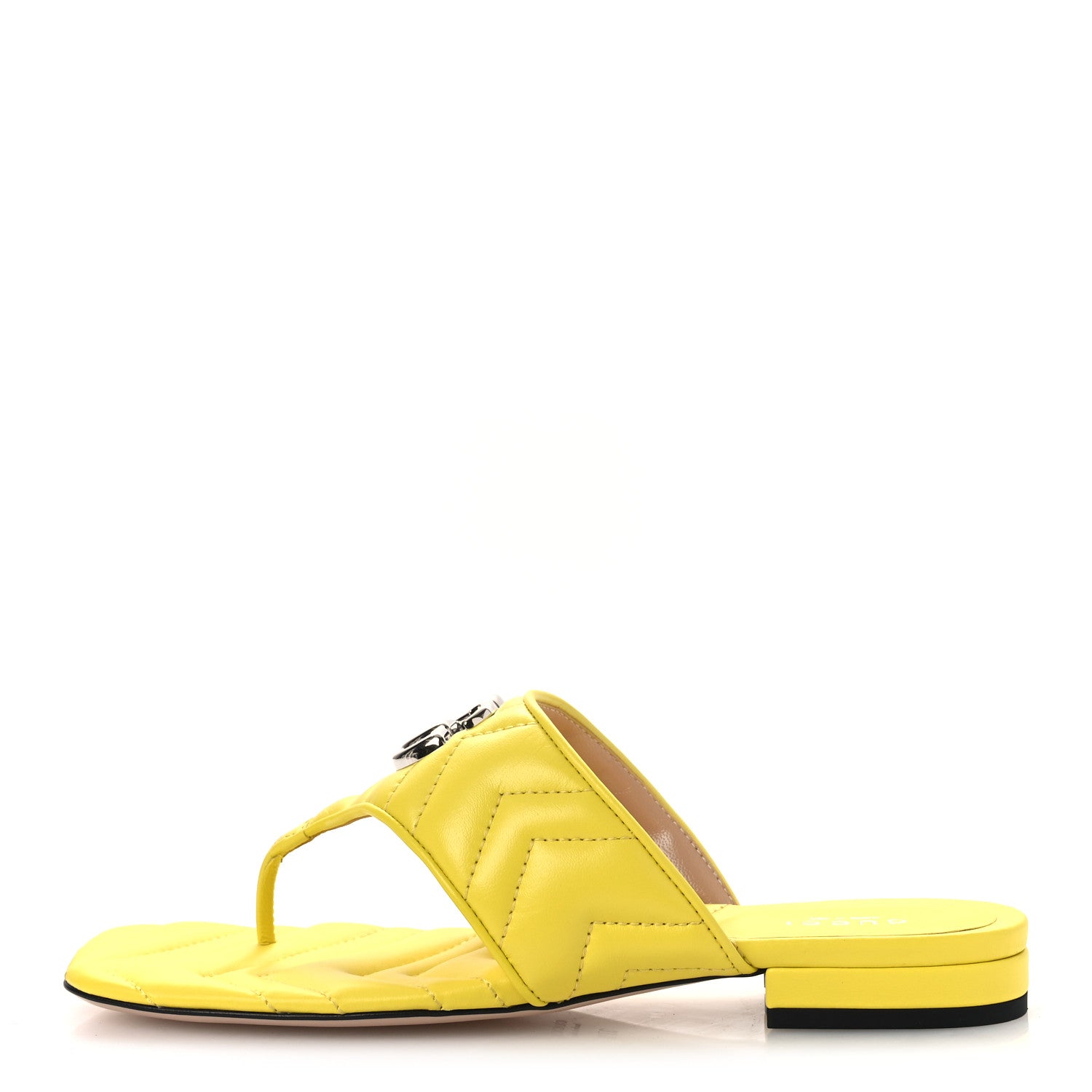 Gucci Nappa Charlotte Double G Marmont Thong Sandals 37.5 Acid Lime 1 of 11