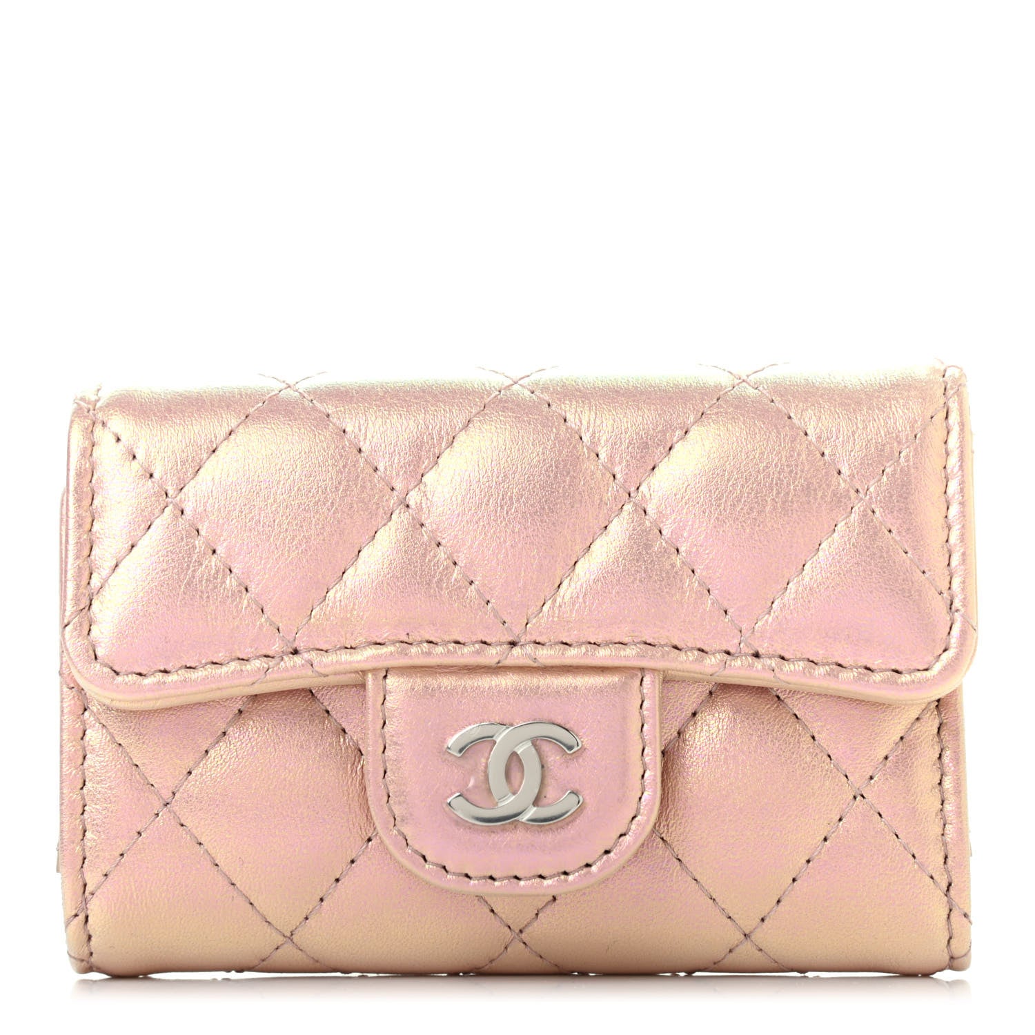 Chanel Iridescent Calfskin Quilted Classic 4 Key Holder Wallet Pink 1 of 8