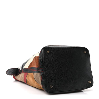 Burberry Grainy Calfskin Suede Canvas Mega Check Patchwork Medium Ashby Hobo Multicolor 4 of 10
