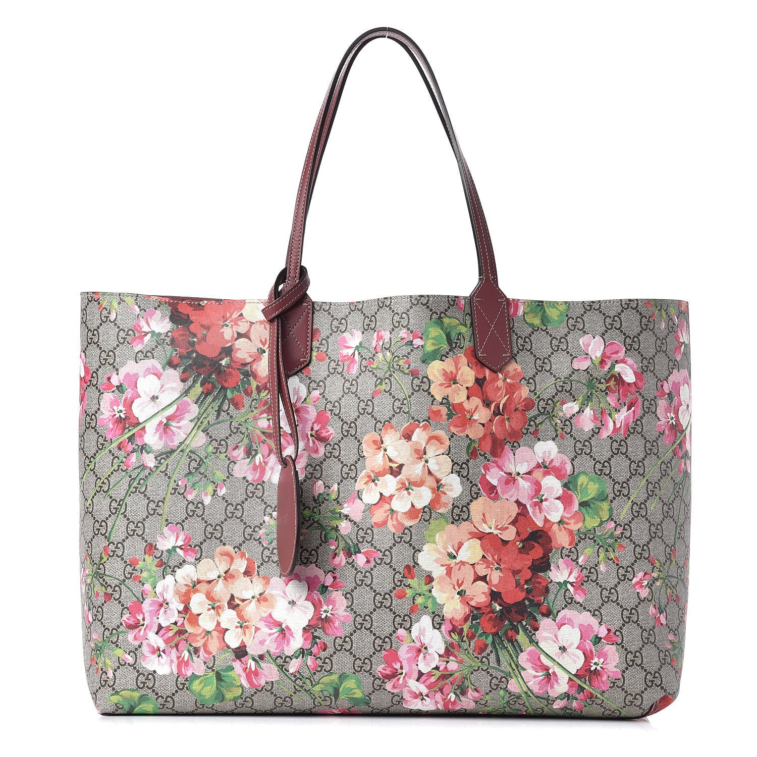 Gucci GG Supreme Monogram Blooms Medium Reversible Tote Beige Multicolor Dry Rose 1 of 15