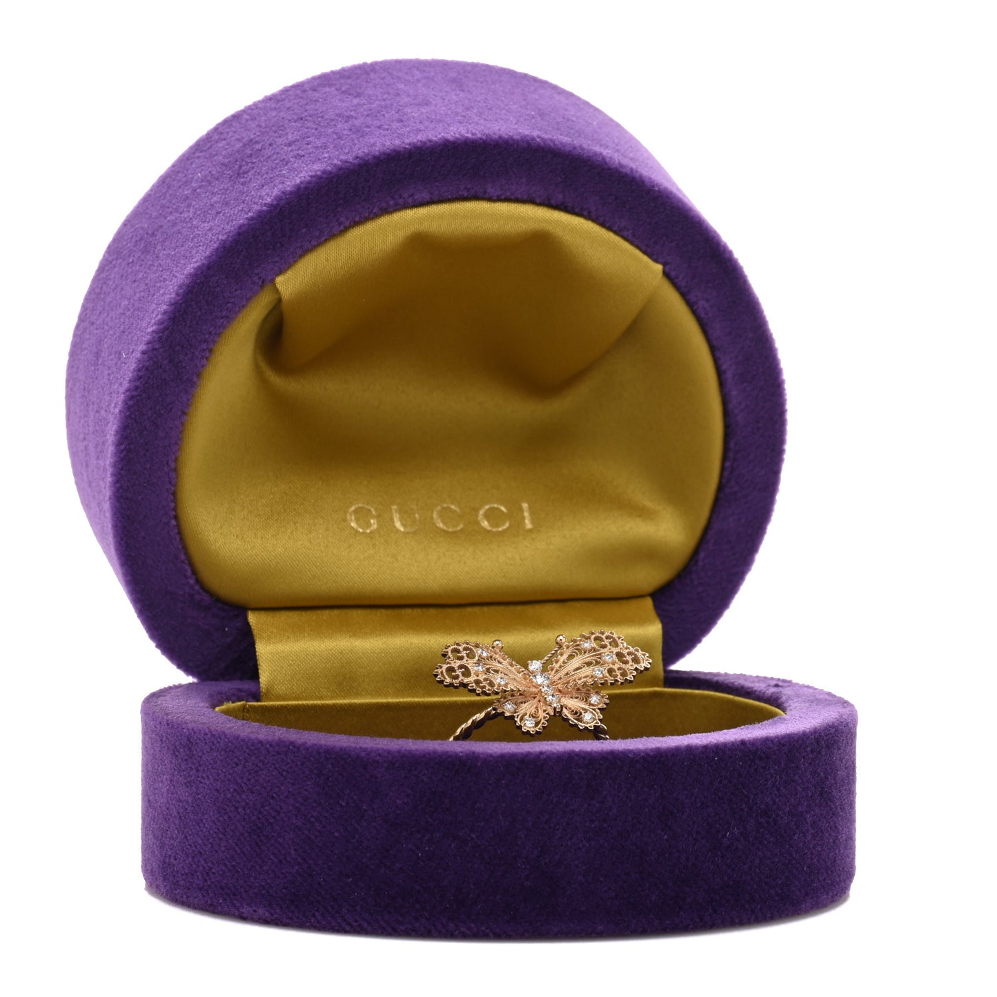 18K Yellow Gold Diamond Butterfly Ring 57 8